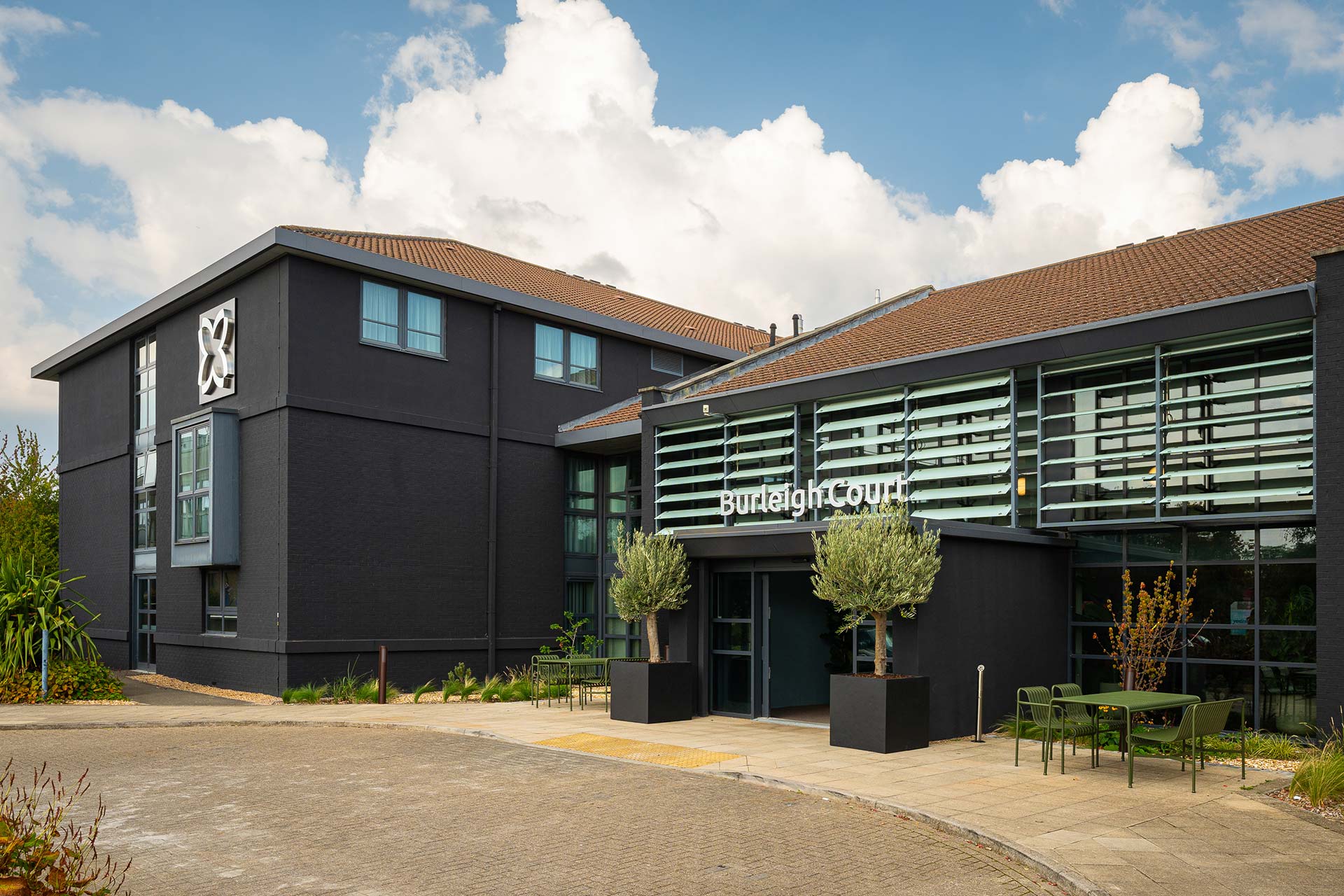 Burleigh Court Conference Centre & Hotel interior design, architecture and brand identity service.