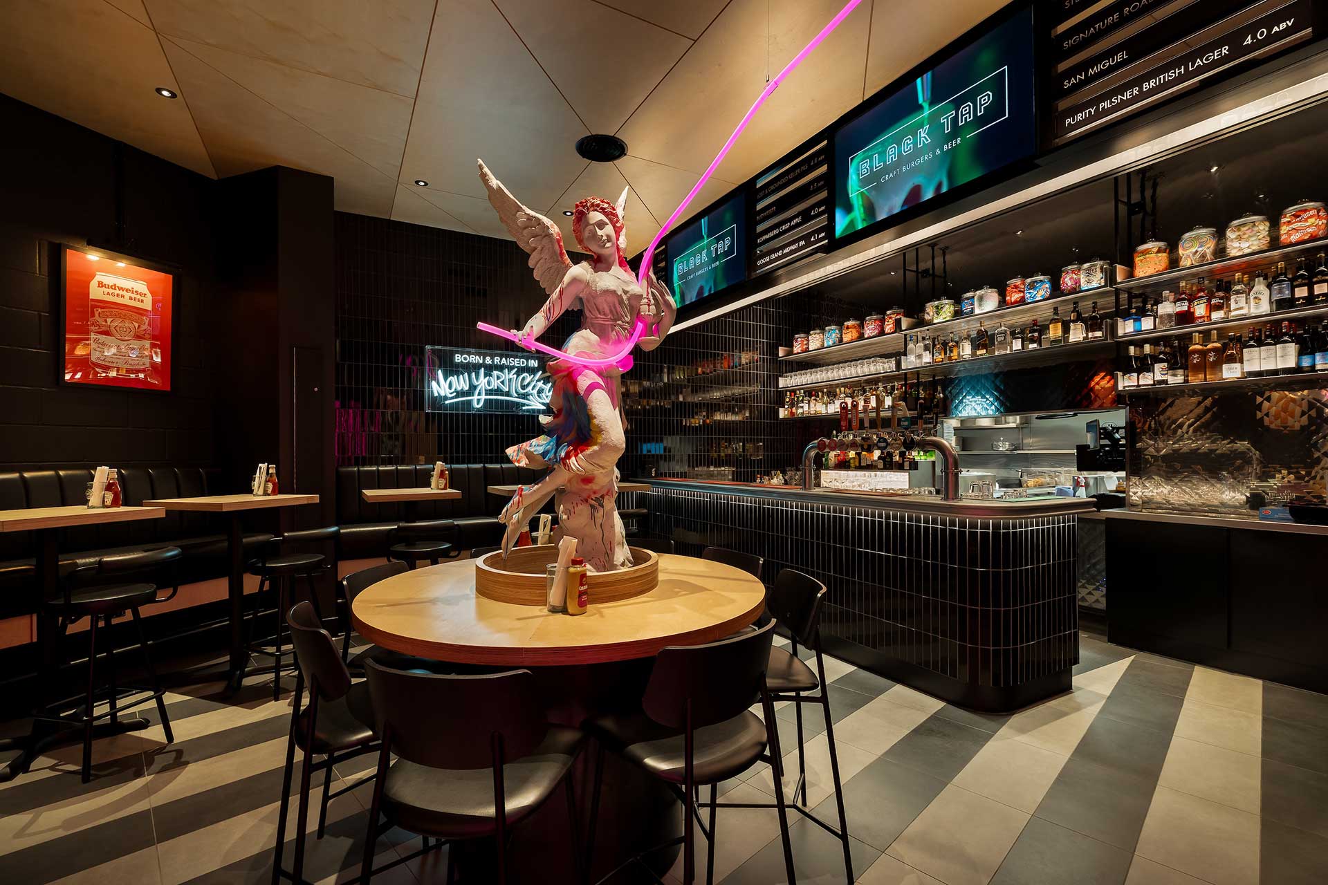 interior of a Black Tap Craft Burgers & Beer restaurant