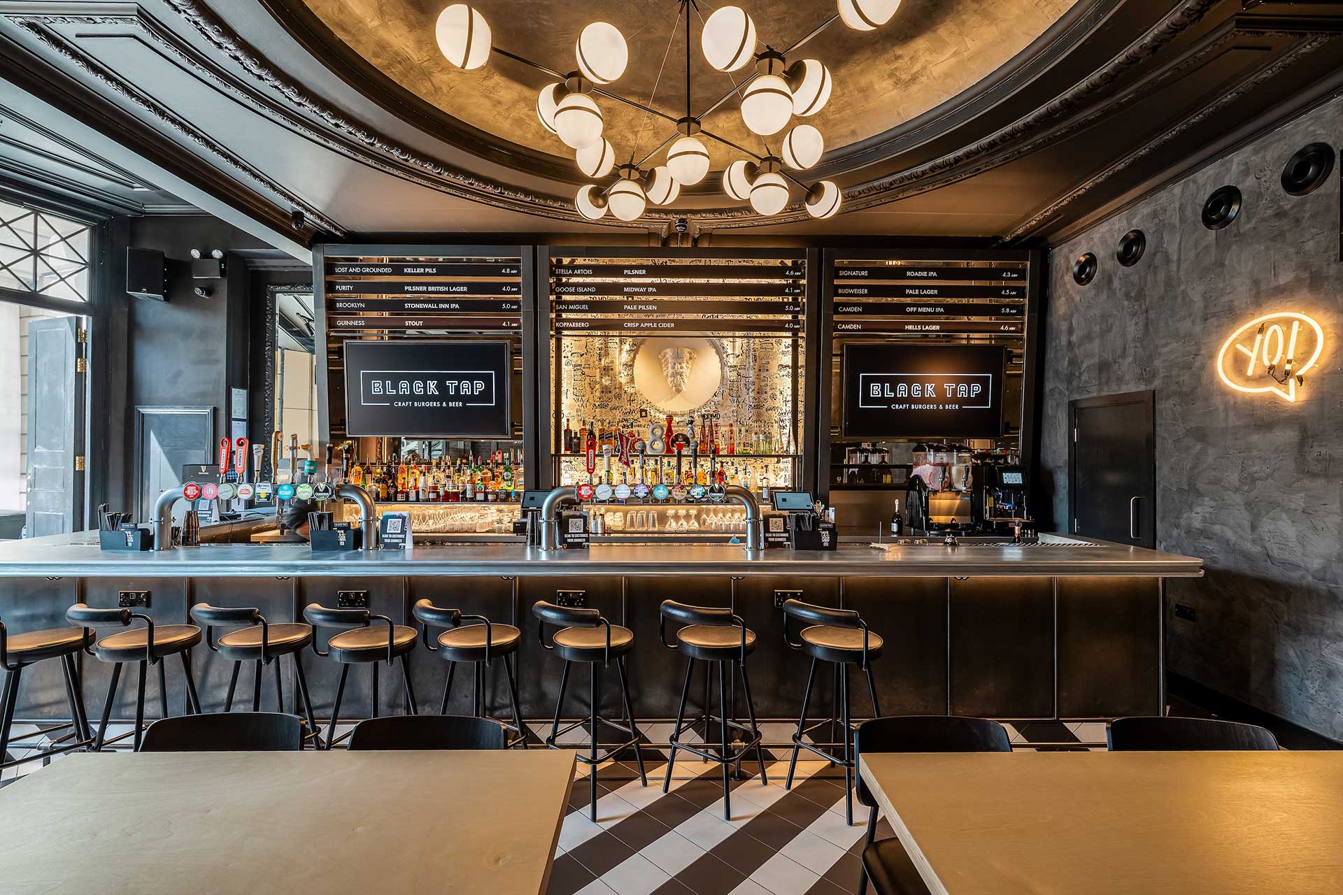 interior of a Black Tap Craft Burgers & Beer restaurant