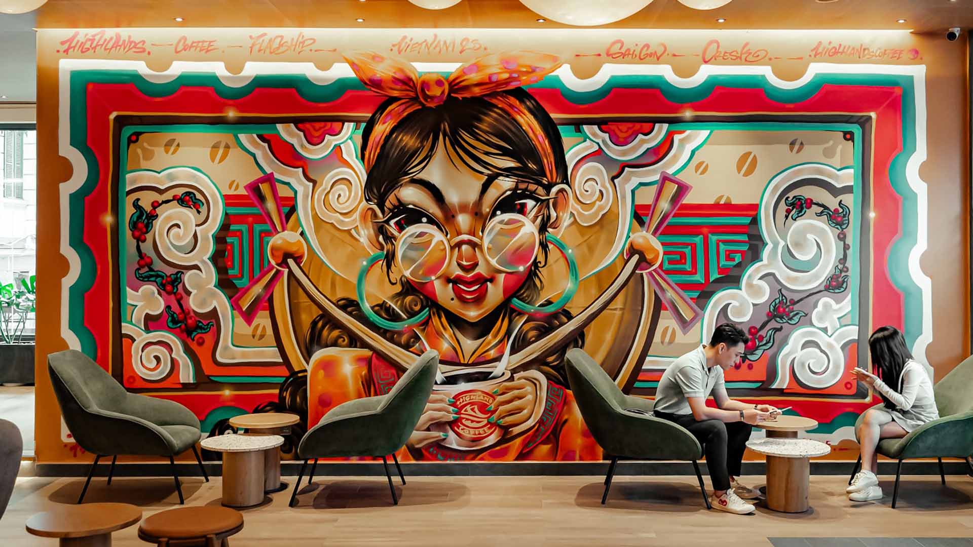 Highland coffee Mural.